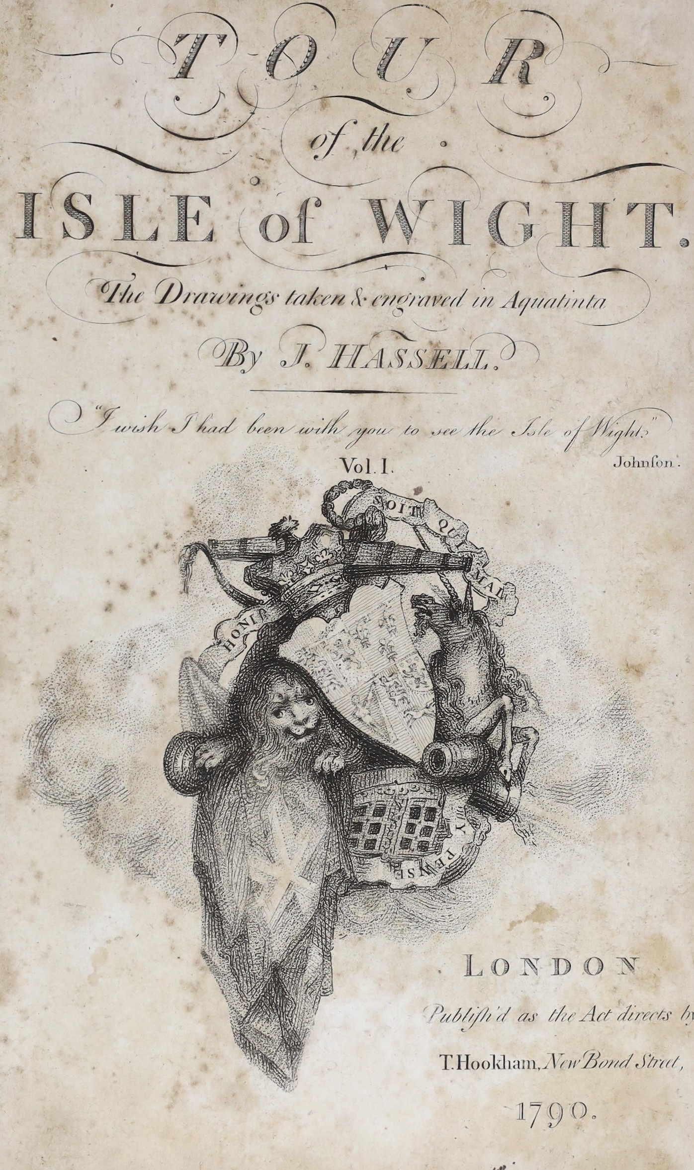ISLE OF WIGHT: (Hookham, T.) Tour of the Isle of Wight. The drawings taken and engraved by J. Hassell ... 2 vols. (bound as one). pictorial engraved and printed titles and 30 tinted aquatint plates, subscribers list; lat